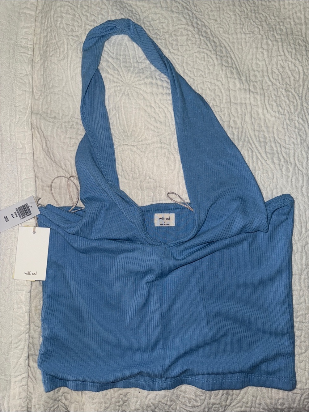 Wilfred Powder Blue Ribbed Halter Tank